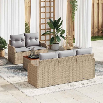 Garden Sofa Set 6 pcs Beige...