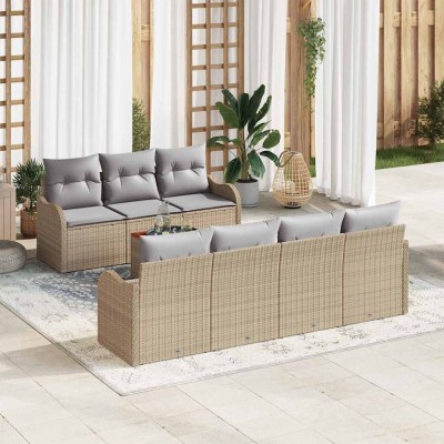 Garden Sofa Set 8 pcs Beige...