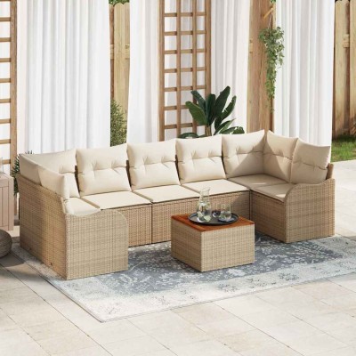Garden Sofa Set 8 pcs Beige...