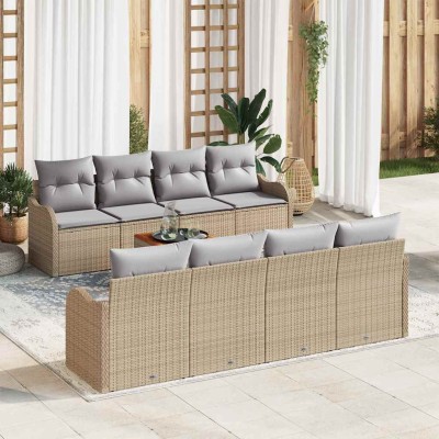 Garden Sofa Set 9 pcs Beige...