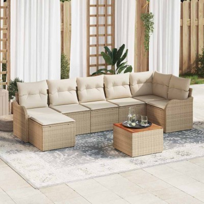 Garden Sofa Set 8 pcs Beige...