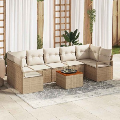 Garden Sofa Set 8 pcs Beige...