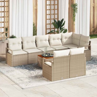Garden Sofa Set 9 pcs Beige...