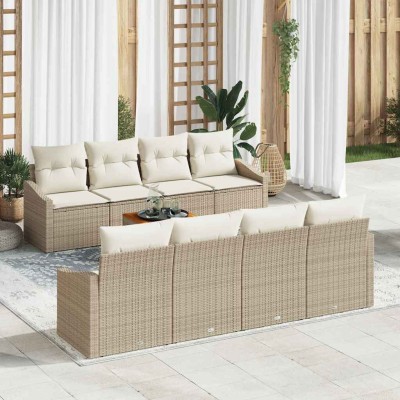 Garden Sofa Set 9 pcs Beige...