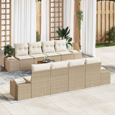 Garden Sofa Set 9 pcs Beige...