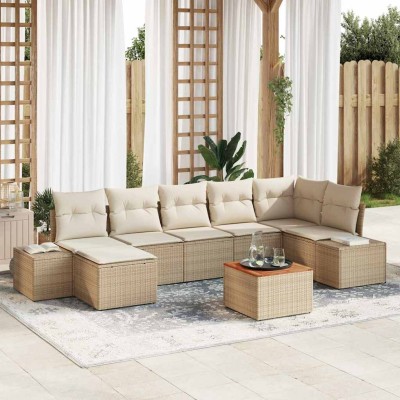Garden Sofa Set 8 pcs Sand...