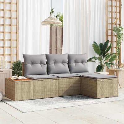 Garden Sofa Set 4 pcs Beige...