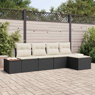 Garden Sofa Set 6 pcs Black...