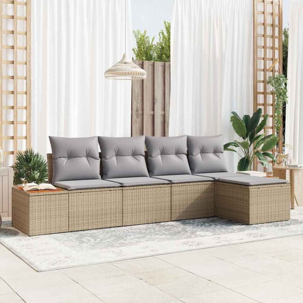 Garden Sofa Set 6 pcs Beige and light gray Polyrattan