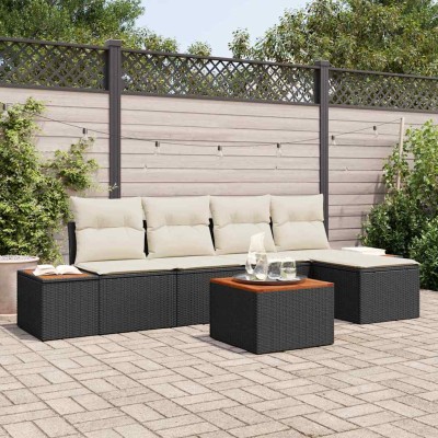 Garden Sofa Set 6 pcs Black...