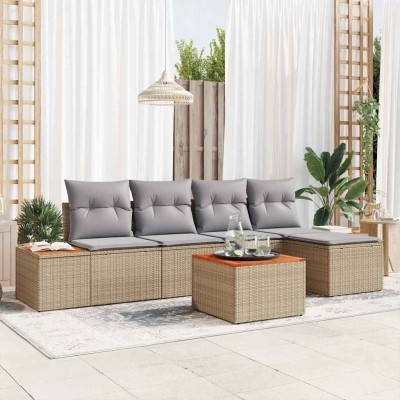 Garden Sofa Set 6 pcs Beige...