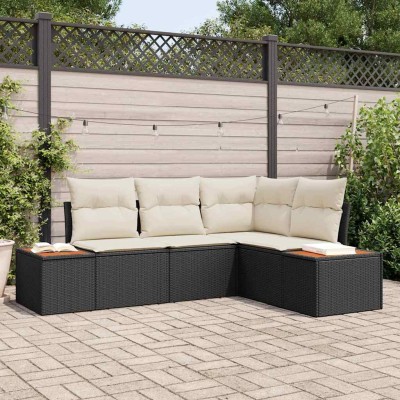 Garden Sofa Set 4 pcs Black...