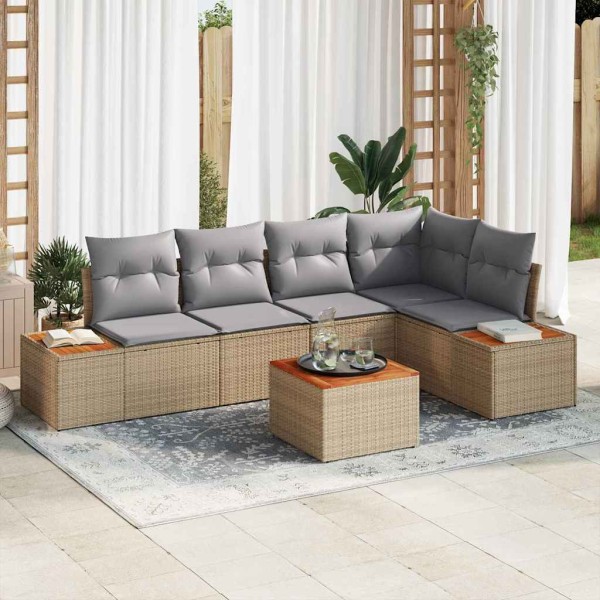 Garden Sofa Set 6 pcs beige and light gray