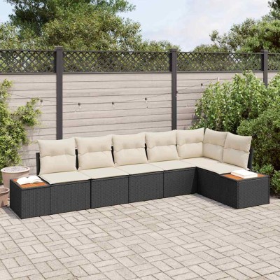 Garden Sofa Set 6 pcs Black...