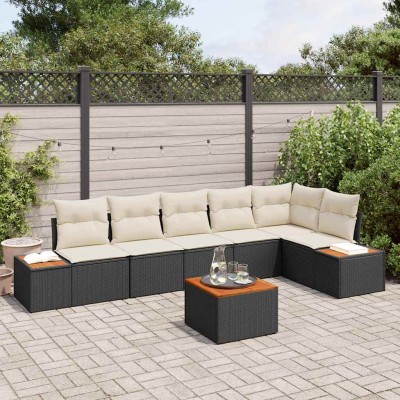 Garden Sofa Set 6 pcs Black...