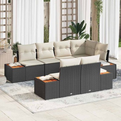 Garden Sofa Set 7 pcs Black...