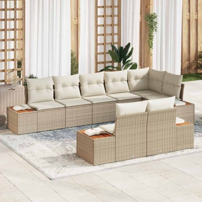 Garden Sofa Set 8 pcs Beige...