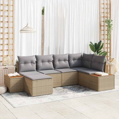 Garden Sofa Set 7 pcs Beige...