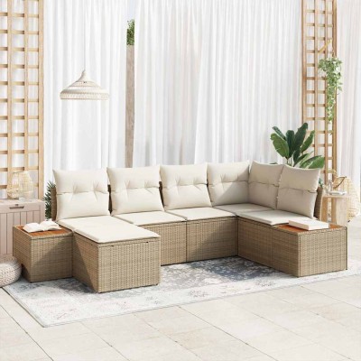 Garden Sofa Set 7 pcs Beige...