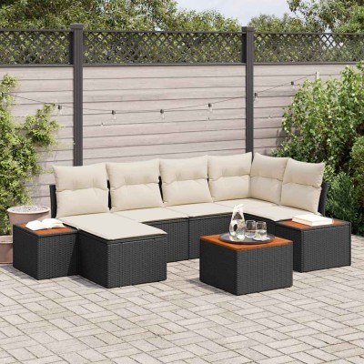 Garden Sofa Set 7 pcs Black...