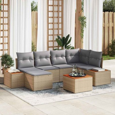 Garden Sofa Set 7 pcs Beige...