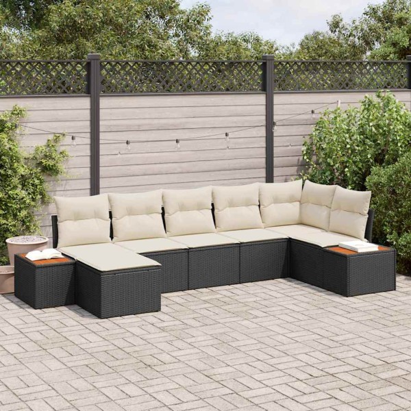 Garden Sofa Set 8 pcs Black and cream Polyrattan
