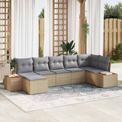 Garden Sofa Set 8 pcs Beige...