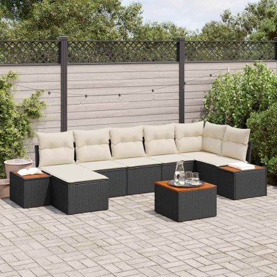 Garden Sofa Set 8 pcs Black...