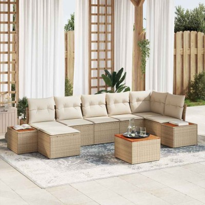 Garden Sofa Set 8 pcs Beige...