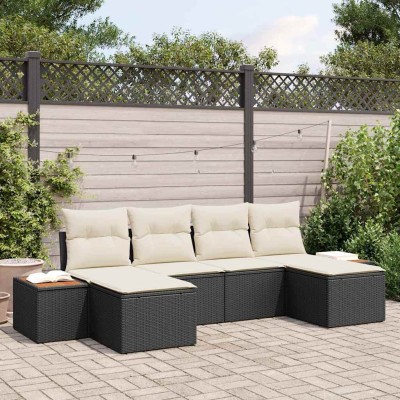 Garden Sofa Set 6 pcs Black...