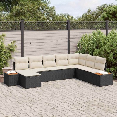 Garden Sofa Set 9 pcs Black...