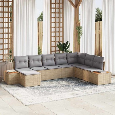 Garden Sofa Set 9 pcs Beige...