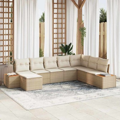 Garden Sofa Set 9 pcs Beige...
