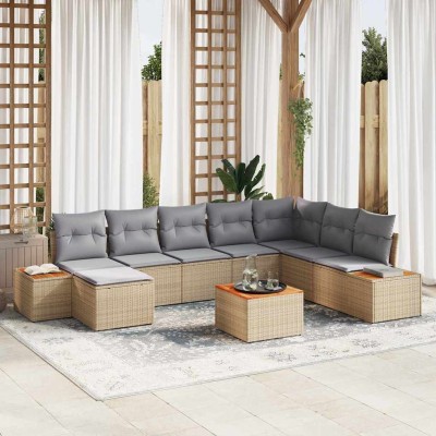 Garden Sofa Set 9 pcs Beige...