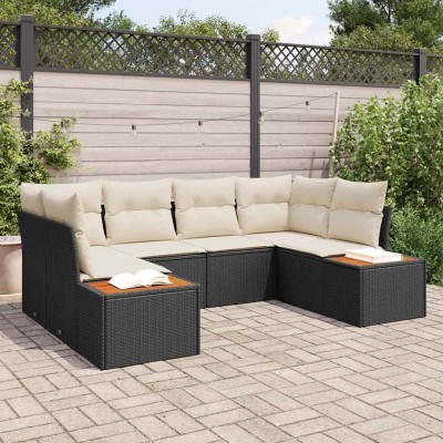 Garden Sofa Set 6 pcs Black...