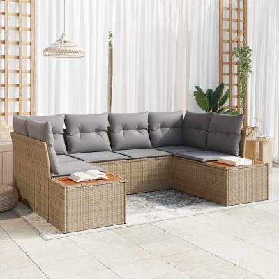 Garden Sofa Set 6 pcs Beige...