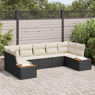 Garden Sofa Set 7 pcs Black...