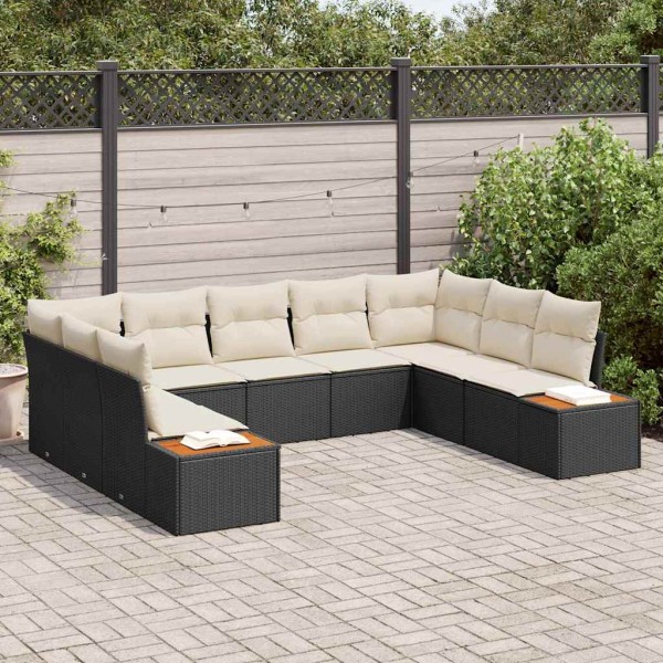 Garden Sofa Set 5 pcs Black and cream Polyrattan