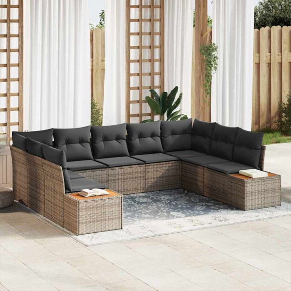 Garden sofa set with pillow 5 pcs Gray Polyrattan