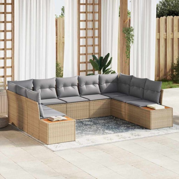 Garden Sofa Set 5 pcs Beige and light gray Polyrattan