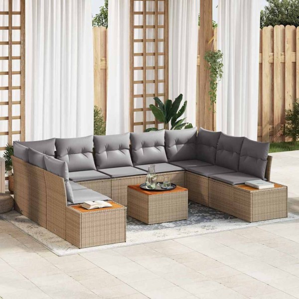 Garden Sofa Set 5 pcs Beige and light gray Polyrattan