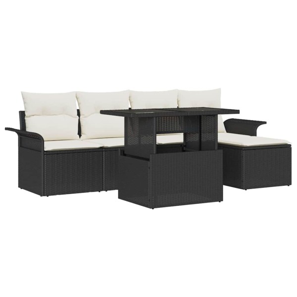 Garden sofa set with pillow 8 pcs Black poly rattan