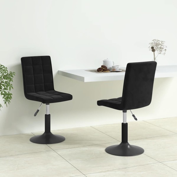 Swivel dining chairs, 2 pcs., black, velvet