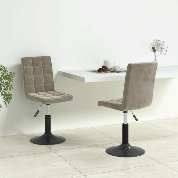 Swivel dining chairs, 2 pcs., light gray, velvet