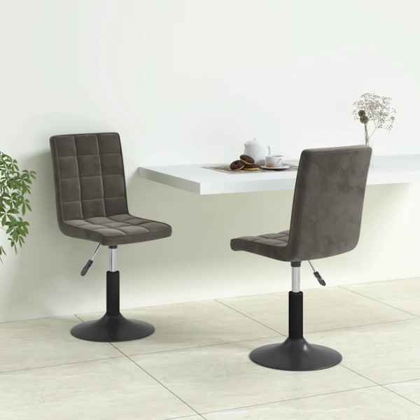 Swivel dining chairs, 2 pcs., dark gray, velvet