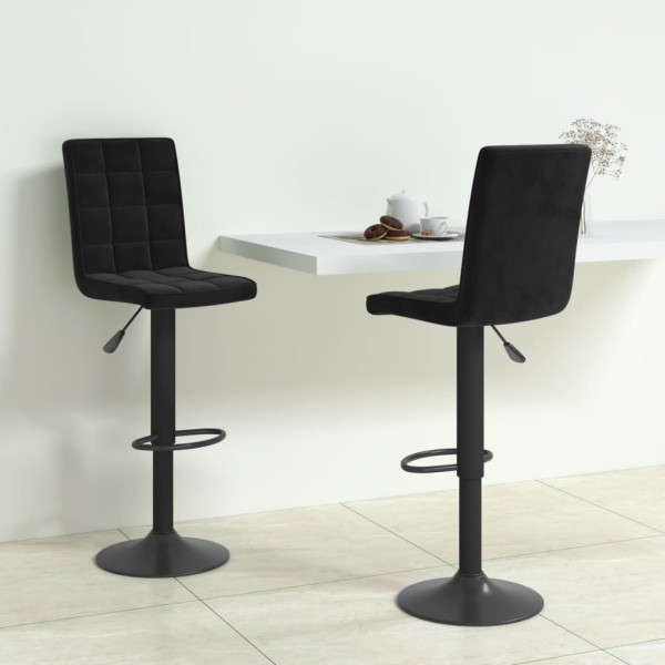 Bar stools, 2 pcs., black, velvet