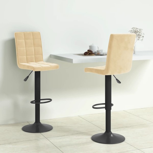 Bar stools, 2 pcs., cream color, velvet