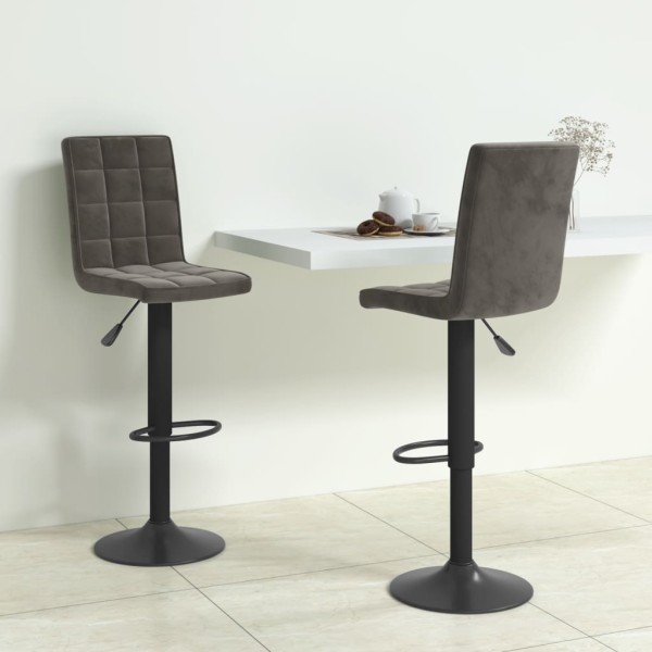 Bar stools, 2 pcs., dark gray, velvet