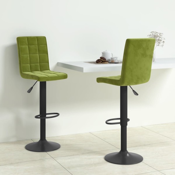 Bar stools, 2 pcs., light green color, velvet