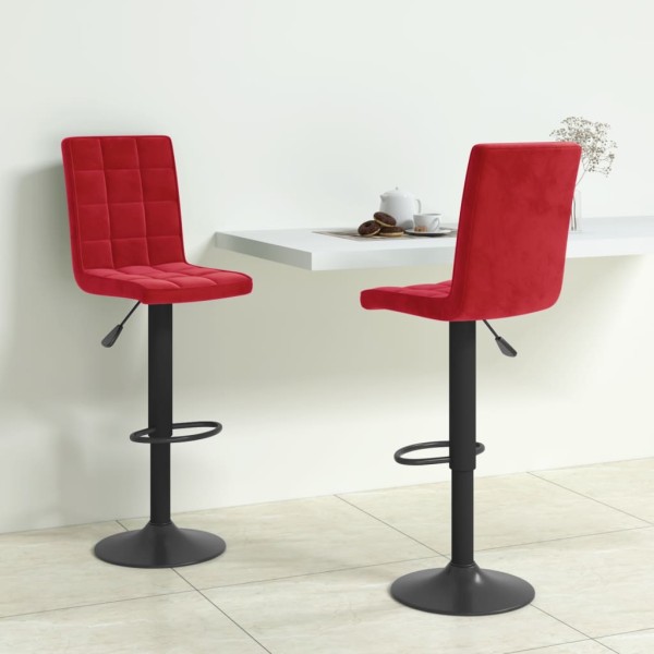 Bar stools, 2 pcs., red wine color, velvet